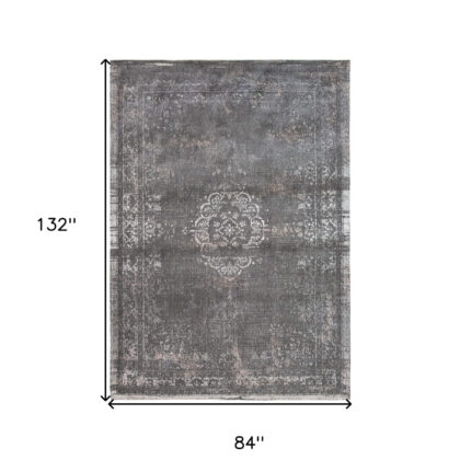 8' x 11' Gray Medallion Non Skid Area Rug