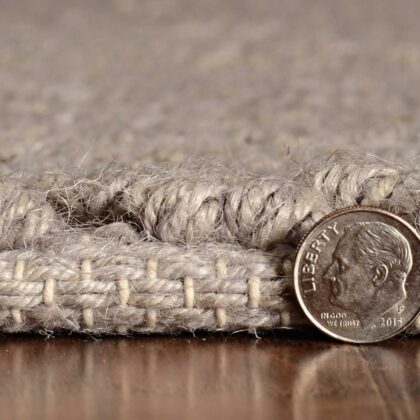 8'X11' Grey Heather Hand Woven Herringbone Jute Indoor Area Rug