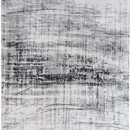 7' x 9' Black and White Abstract Non Skid Area Rug