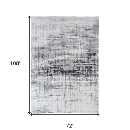 7' x 9' Black and White Abstract Non Skid Area Rug