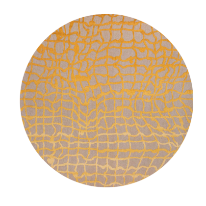 8' Gray and Orange Round Abstract Non Skid Area Rug