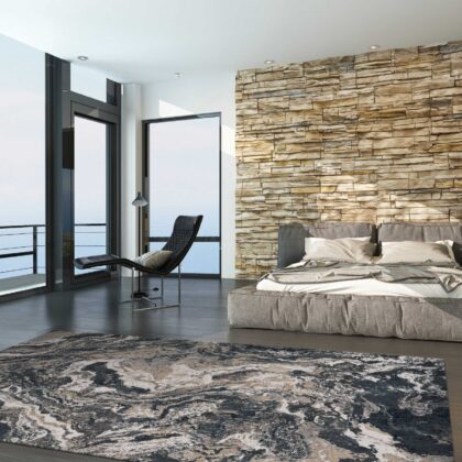 3' X 5' Grey Polypropylene And Polyester Rug