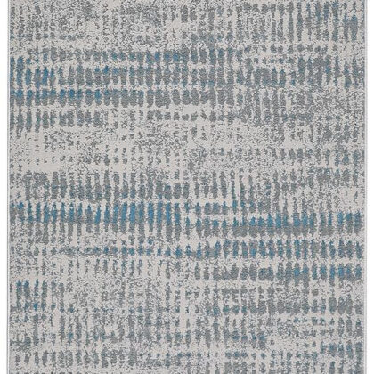 8' Gray and Ivory Abstract Power Loom Runner Rug