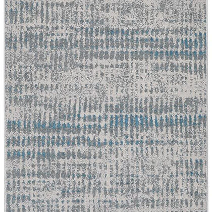 8' Gray and Ivory Abstract Power Loom Runner Rug