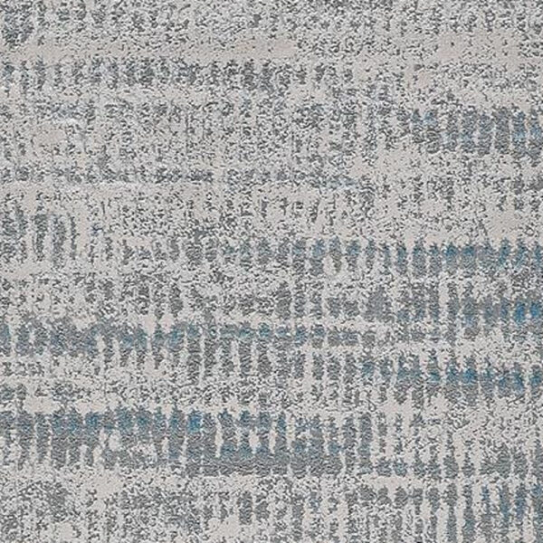 8' Gray and Ivory Abstract Power Loom Runner Rug