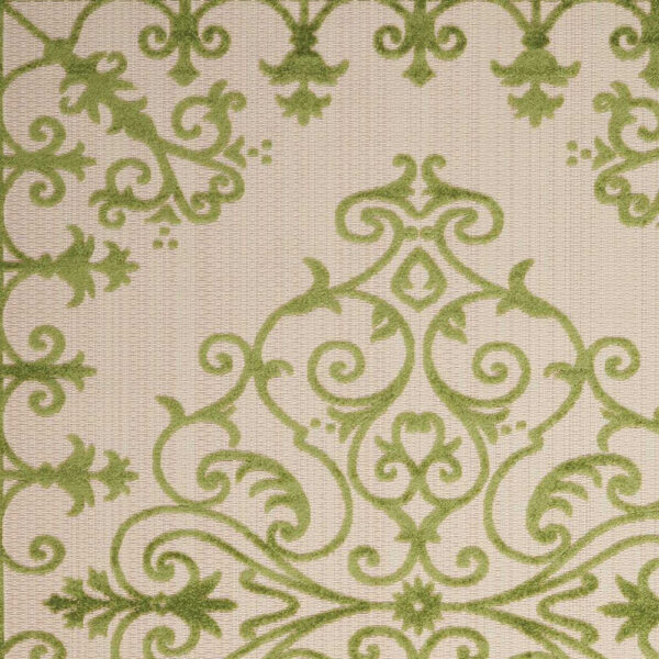 10' X 13' Green Damask Non Skid Indoor Outdoor Area Rug