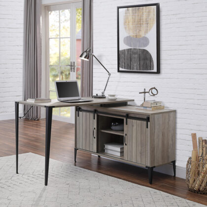 48" Gray and Black L Shape Writing Desk