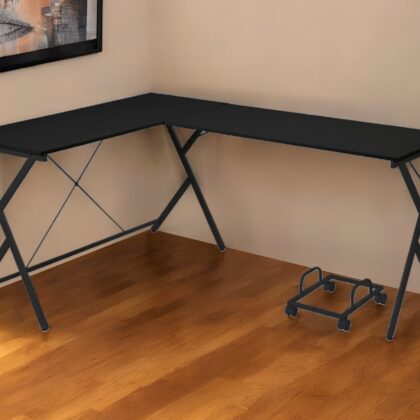 62" Black L Shape Computer Desk