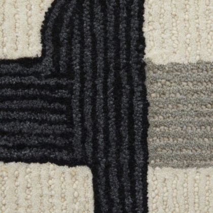 12' X 15' Ivory Gray And Black Wool Abstract Tufted Handmade Area Rug