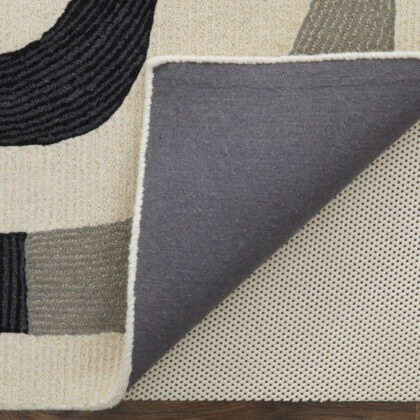 12' X 15' Ivory Gray And Black Wool Abstract Tufted Handmade Area Rug