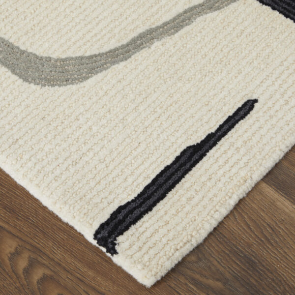 12' X 15' Ivory Gray And Black Wool Abstract Tufted Handmade Area Rug