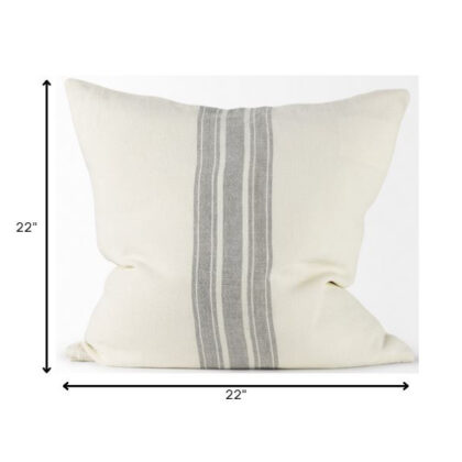Off White Pillow Cover With  Ash Gray  Stripes