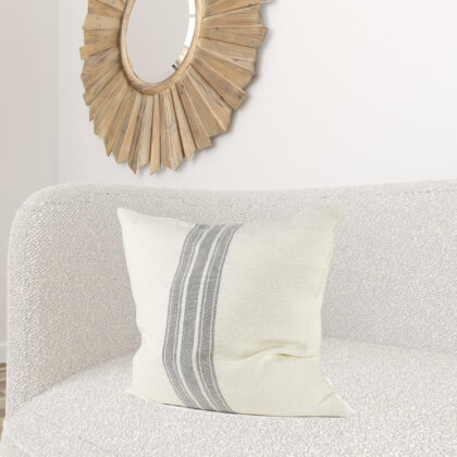 Off White Pillow Cover With  Ash Gray  Stripes