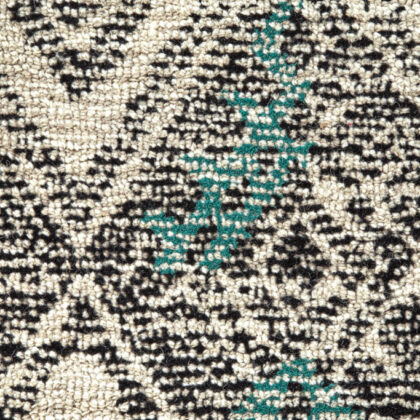 8' Black Ivory And Green Round Wool Geometric Tufted Handmade Distressed Area Rug