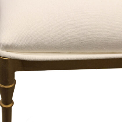20" Ivory Canvas and Brass Ottoman