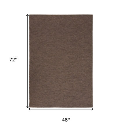 4' x 6' Brown Geometric Power Loom Non Skid Area Rug