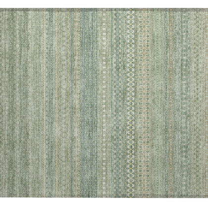 2' X 3' Artichoke Green Striped Washable Non Skid Indoor Outdoor Area Rug