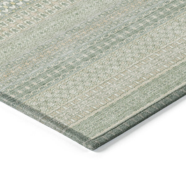 2' X 3' Artichoke Green Striped Washable Non Skid Indoor Outdoor Area Rug