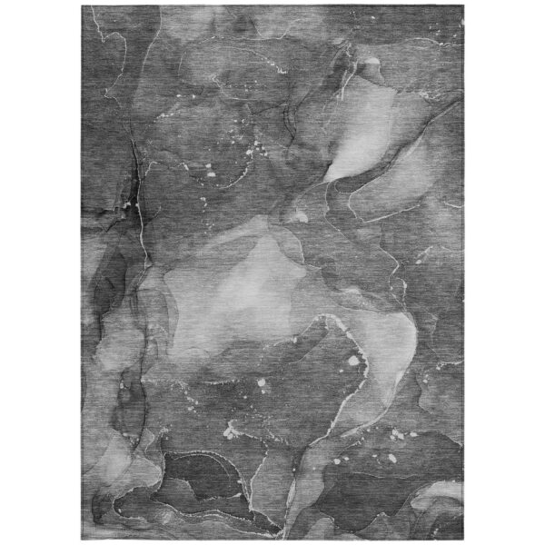 5' X 8' Gray Abstract Washable Non Skid Indoor Outdoor Area Rug