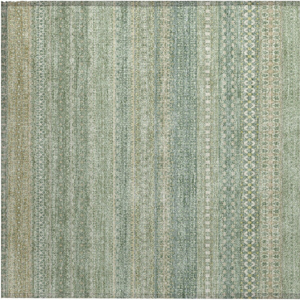 2' X 3' Artichoke Green Striped Washable Non Skid Indoor Outdoor Area Rug