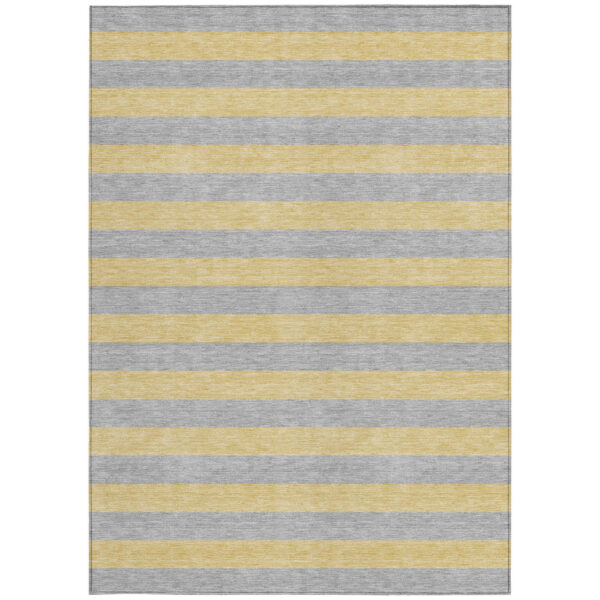 3' X 5' Silver Striped Washable Non Skid Indoor Outdoor Area Rug