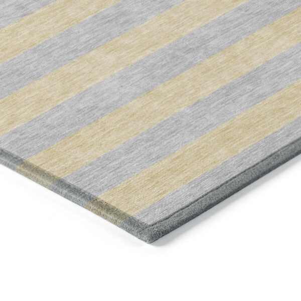 3' X 5' Silver Striped Washable Non Skid Indoor Outdoor Area Rug