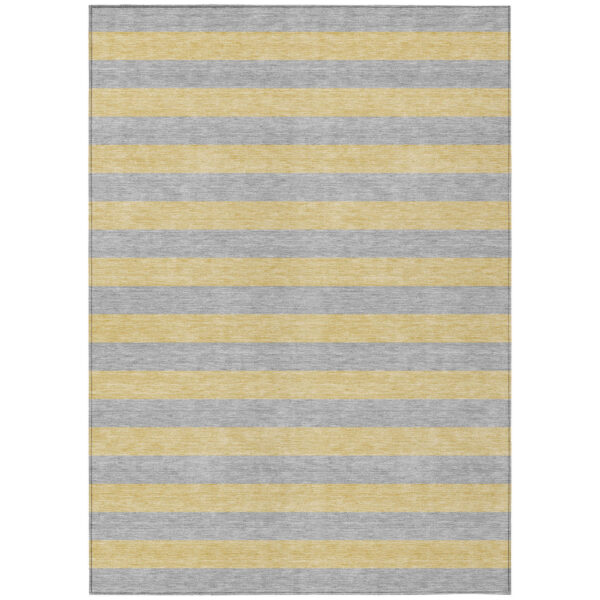 3' X 5' Silver Striped Washable Non Skid Indoor Outdoor Area Rug