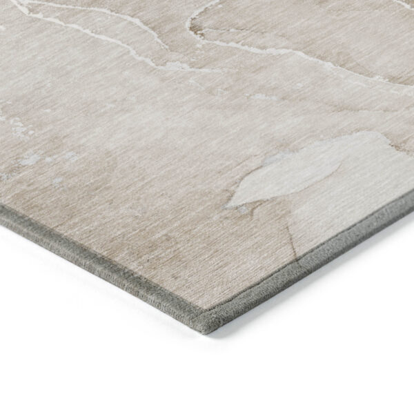 8' Round Beige Round Abstract Washable Non Skid Indoor Outdoor Area Rug