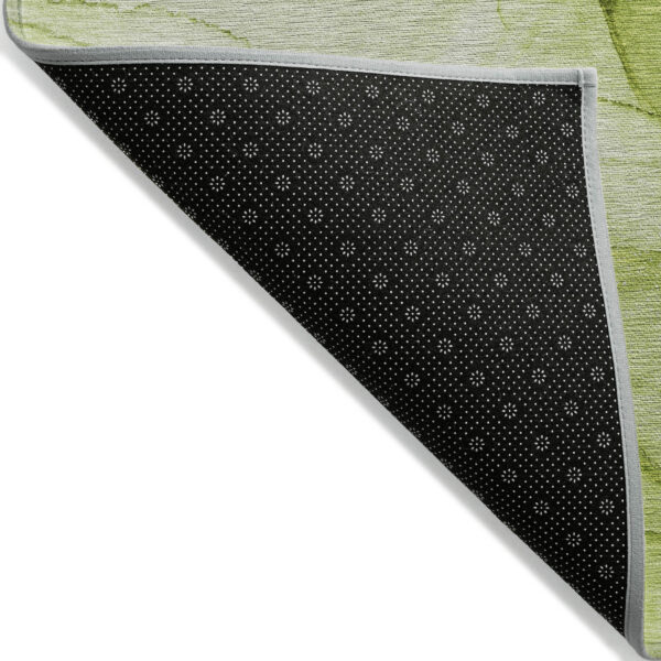 5' X 8' Green Abstract Washable Non Skid Indoor Outdoor Area Rug