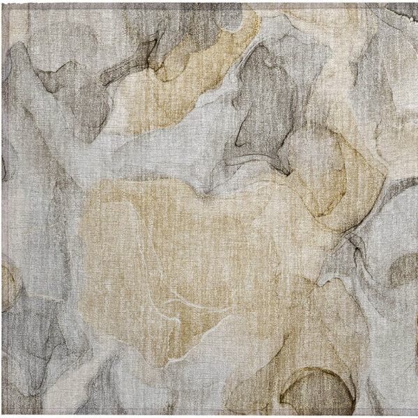 2' X 3' Brown Abstract Washable Non Skid Indoor Outdoor Area Rug