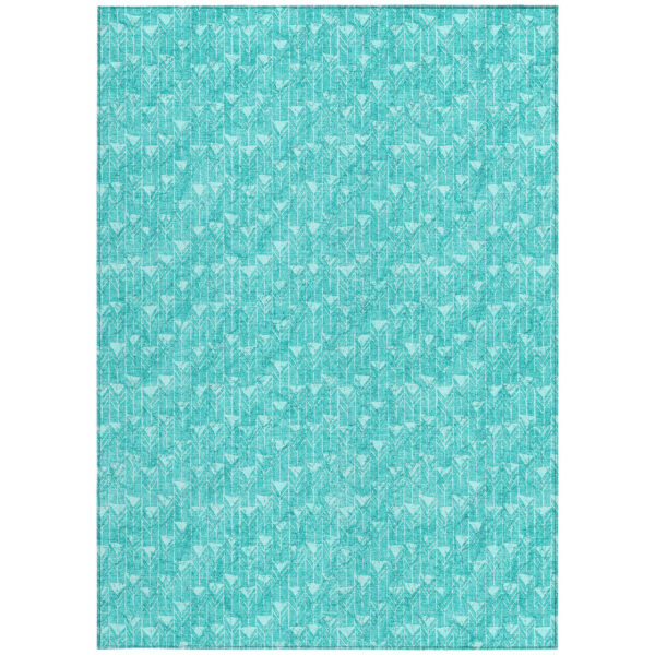 9' X 12' Turquoise Geometric Washable Non Skid Indoor Outdoor Area Rug