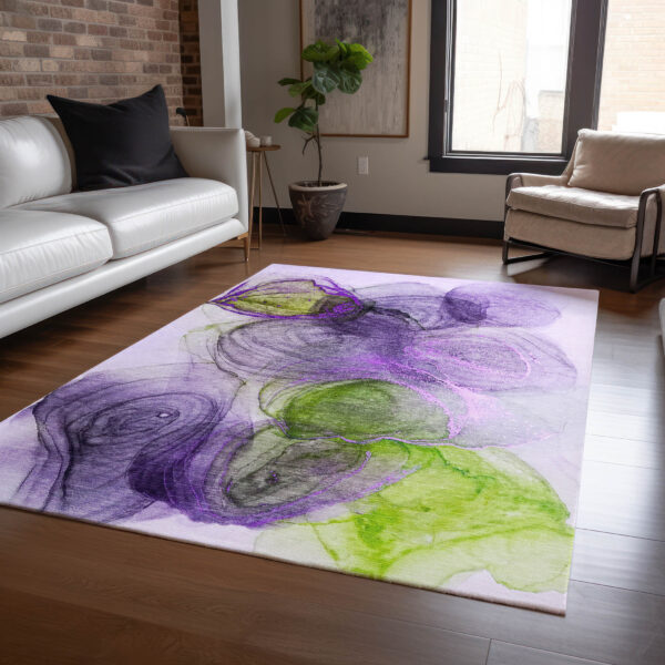 8' X 10' Purple Abstract Washable Non Skid Indoor Outdoor Area Rug