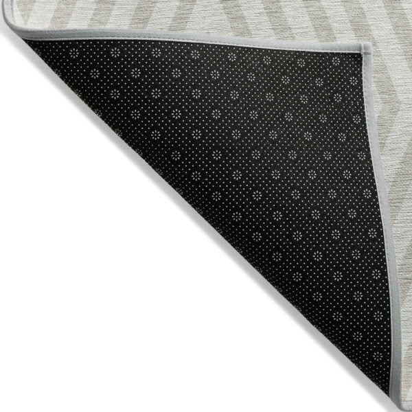 8' Round Beige and Ivory Round Geometric Washable Non Skid Indoor Outdoor Area Rug
