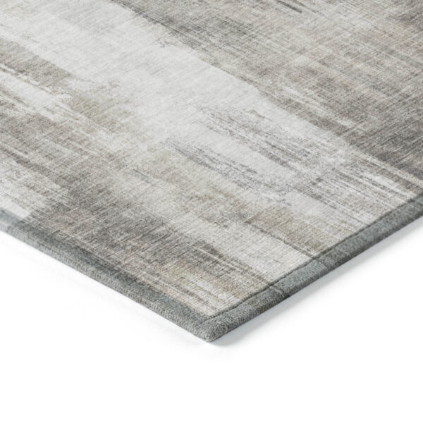 2' X 3' Taupe and Gray Abstract Washable Non Skid Indoor Outdoor Area Rug