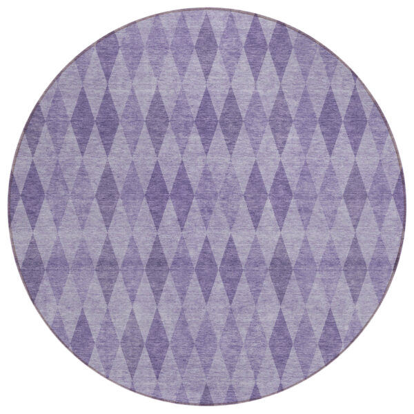8' Round Purple Round Geometric Washable Non Skid Indoor Outdoor Area Rug
