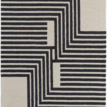 12' X 15' Gray Ivory And Black Wool Abstract Tufted Handmade Area Rug