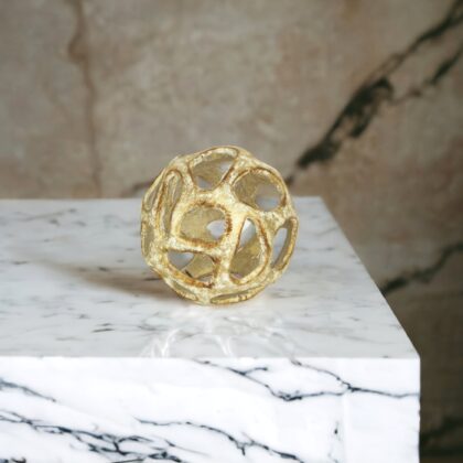4" Rustic Gold  Cast Iron Abstract Decorative Orb