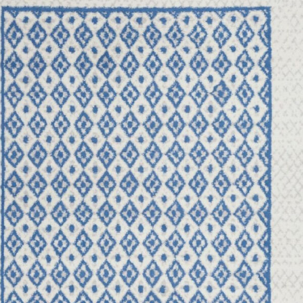 5' X 7' Navy Blue Geometric Dhurrie Area Rug