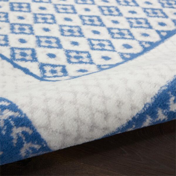 5' X 7' Navy Blue Geometric Dhurrie Area Rug