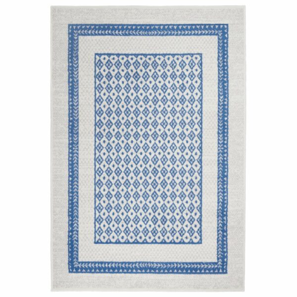 5' X 7' Navy Blue Geometric Dhurrie Area Rug