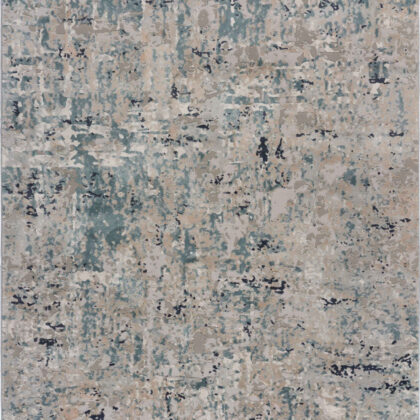 2' X 3' Gray Blue Taupe And Cream Abstract Distressed Stain Resistant Area Rug