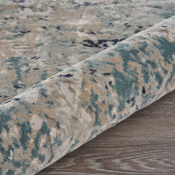 2' X 3' Gray Blue Taupe And Cream Abstract Distressed Stain Resistant Area Rug