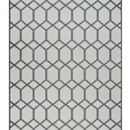 5' X 7' Beige and Gray Geometric Distressed Indoor Outdoor Area Rug