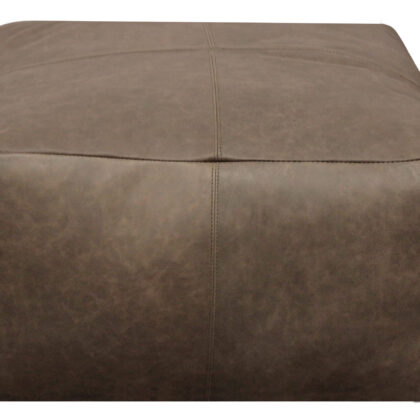 22" Gray Brown Distressed Leather Pouf Ottoman