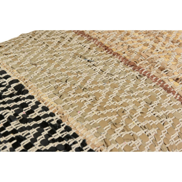 47" Brown And Natural Cotton And Wool Upholstered Striped Bench