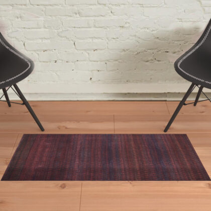 2' X 3' Red And Gray Striped Power Loom Area Rug