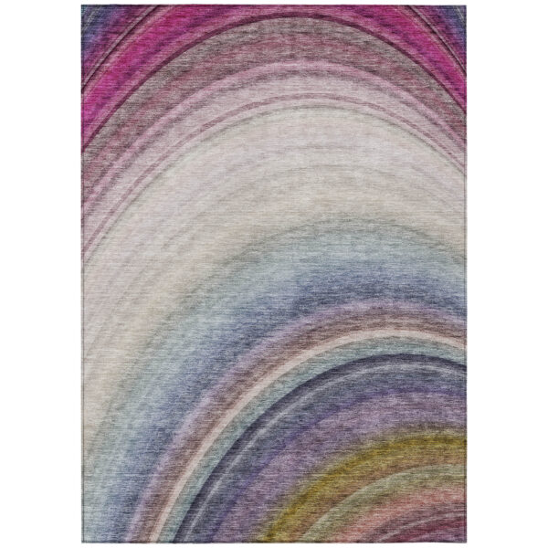 8' X 10' Beige Purple And Ivory Abstract Washable Indoor Outdoor Area Rug
