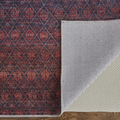 2' X 3' Red And Gray Striped Power Loom Area Rug