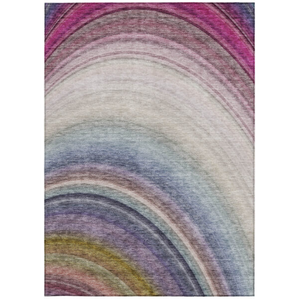 8' X 10' Beige Purple And Ivory Abstract Washable Indoor Outdoor Area Rug