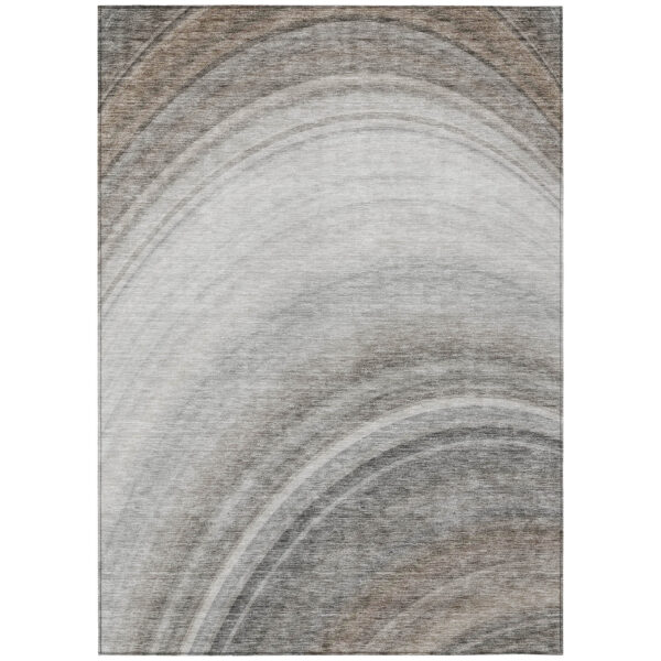 10' X 14' Gray Silver And Beige Abstract Washable Indoor Outdoor Area Rug
